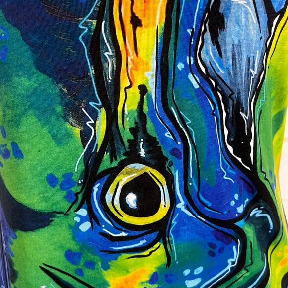 Jessica Ann Art Mahi Mahi Dolphin Fish Top S Art2Wear Ocean Coastal Lady Angler - Picture 10 of 15